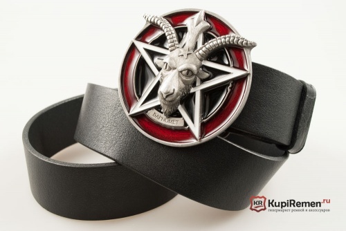 Кожаный ремень с пряжкой "BAPHOMET" (Бафомет) - kupiremen.ru