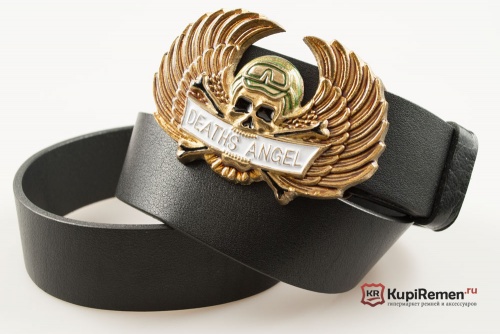 Кожаный ремень с пряжкой "DEATHS ANGEL" (Ангел смерти) 3D - kupiremen.ru