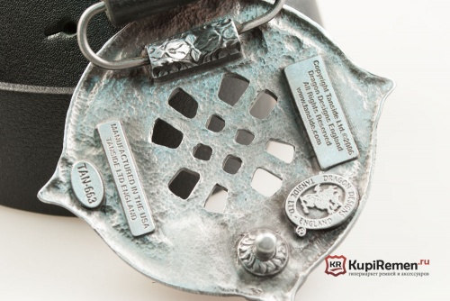 Кожаный ремень с пряжкой "CELTIC SHIELD RED" (Кельтский щит) - kupiremen.ru