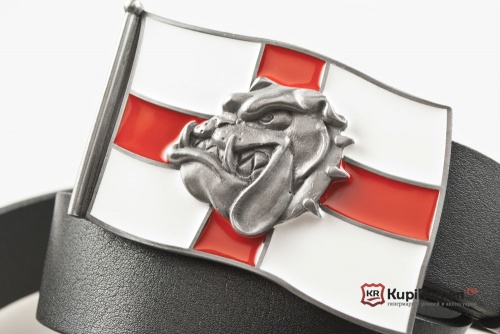 Кожаный ремень с пряжкой "SPIKE HEAD - ENGLAND FLAG" - kupiremen.ru