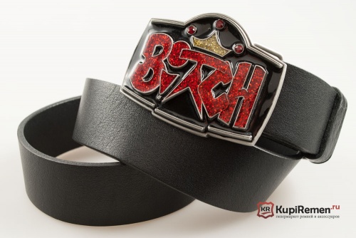 Кожаный ремень с пряжкой "BITCH" - kupiremen.ru
