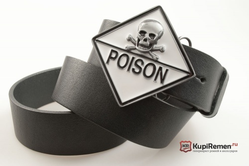 Кожаный ремень с пряжкой "POISON" (Яд) - kupiremen.ru