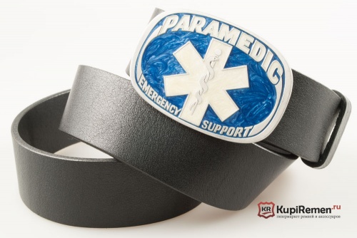 Кожаный ремень с пряжкой "PARAMEDIK"  - kupiremen.ru