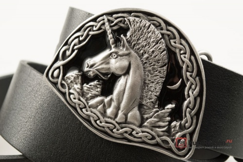 Кожаный ремень с пряжкой "CELTIC UNICORN" (Кельтский единорог) 3D - kupiremen.ru