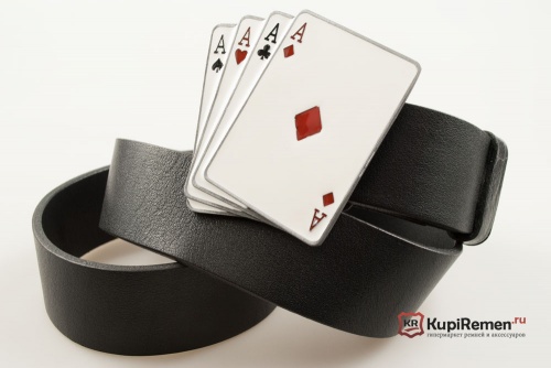 Кожаный ремень с пряжкой "4 ACES" (4 туза) - kupiremen.ru
