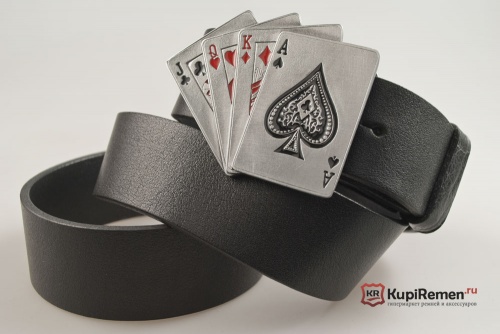 Кожаный ремень с пряжкой "CARDS" (Карты) - kupiremen.ru