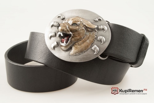 Кожаный ремень с пряжкой "Хищник" 3D - kupiremen.ru