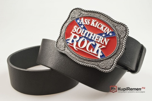 Кожаный ремень с пряжкой "SOUTHERN ROCK" (Южный рок) - kupiremen.ru