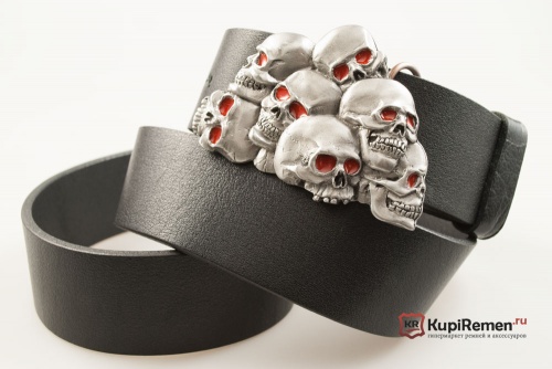 Кожаный ремень с пряжкой "PILE OF SKULLS" (Груда черепов) 3D - kupiremen.ru