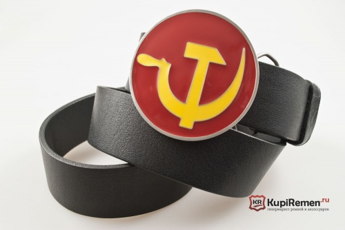 Кожаный ремень с пряжкой "USSR" (символика СССР) - kupiremen.ru