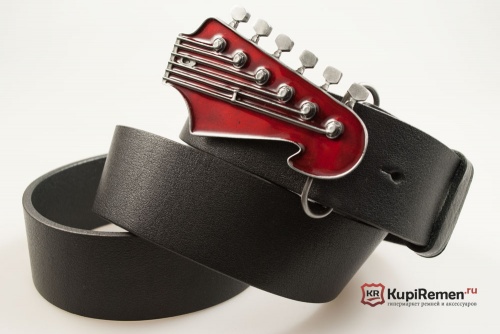 Кожаный ремень с пряжкой "LEAD GUITAR HEAD" (Голова соло-гитары) 3D - kupiremen.ru
