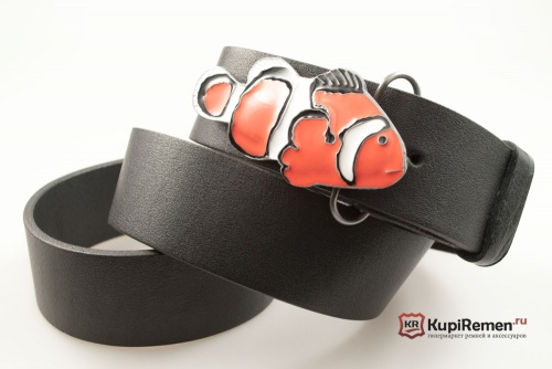Кожаный ремень с пряжкой "CLOWN FISH" (рыба клоун) 3D - kupiremen.ru
