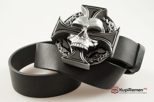 Ремень "Череп с крестом" 3D - kupiremen.ru