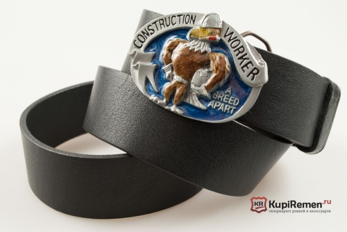 Кожаный ремень с пряжкой "Construction worker" (строитель) - kupiremen.ru