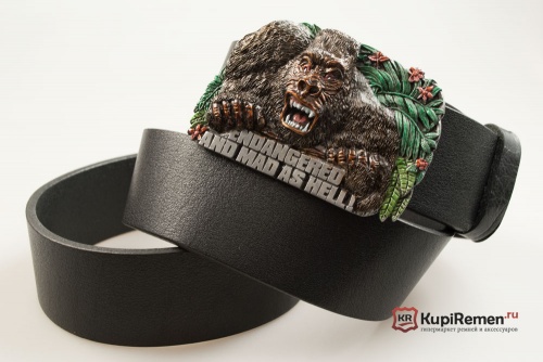 Кожаный ремень с пряжкой "GORILLA" (Горилла) 3D - kupiremen.ru