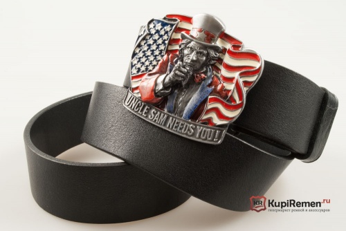 Кожаный ремень с пряжкой "UNCLE SAM" (Дядя Сэм) 3D - kupiremen.ru