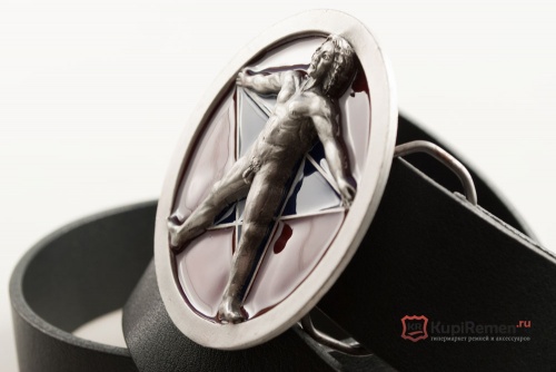 Кожаный ремень с пряжкой "MAN ON PENTAGRAM" (Мужчина на пентаграмме) 3D - kupiremen.ru