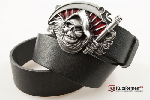 Кожаный ремень с пряжкой "GRIM REAPER" (Смерть с косой) 3D - kupiremen.ru