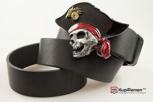 Кожаный ремень с пряжкой "PIRATE SKULL" (Череп пирата) 3D - kupiremen.ru