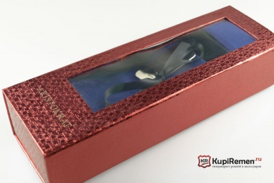 Мужской синий галстук ARISTOKRAT с нагрудным платком в коробке - kupiremen.ru