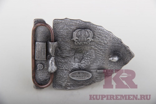 Кожаный ремень с пряжкой "Череп буйвола" - kupiremen.ru