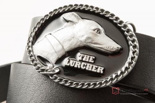 Кожаный ремень с пряжкой "THE LURCHER" (собака-ищейка) - kupiremen.ru
