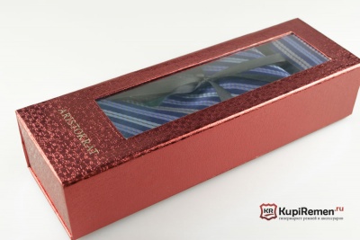 Мужской  синий галстук ARISTOKRAT с нагрудным платком в коробке - kupiremen.ru