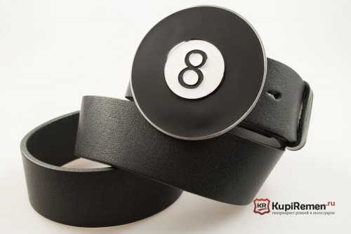 Кожаный ремень с пряжкой "LARGE 8 BALL" (Большой 8-ой шар) - kupiremen.ru