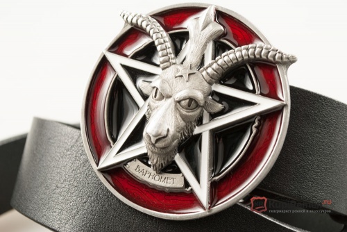 Кожаный ремень с пряжкой "BAPHOMET" (Бафомет) - kupiremen.ru