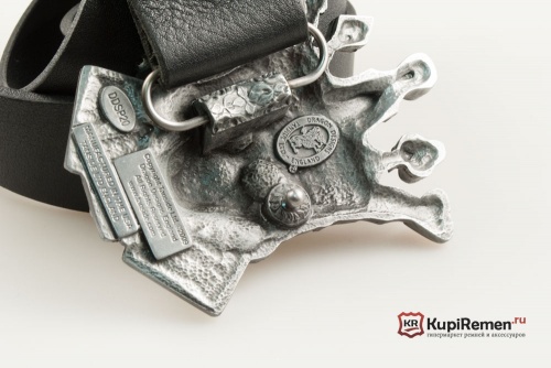 Кожаный ремень с пряжкой "Череп с картами" - kupiremen.ru