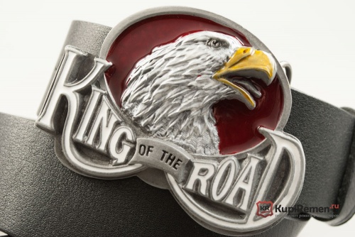 Кожаный ремень с пряжкой "KING OF THE ROAD" (Король дорог) 3D - kupiremen.ru