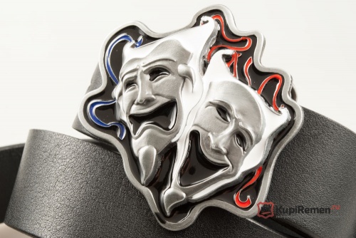 Кожаный ремень с пряжкой "Masks" (Маски) 3D - kupiremen.ru