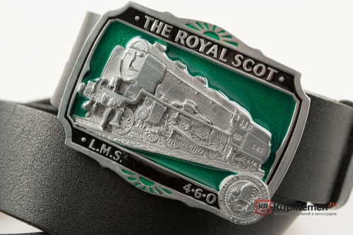 Кожаный ремень с пряжкой "ROYAL SCOT TRAIN" (Королевский поезд Шотландии - kupiremen.ru