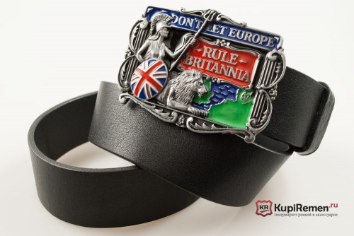 Ремень с пряжкой "DON'T LET EUROPE RULE BRITANNIA " (Не позволяйте Европе править Британией) 3D - kupiremen.ru