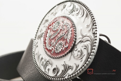 Кожаный ремень с пряжкой "OVAL SCROLLS" (Овальные завитки) - kupiremen.ru