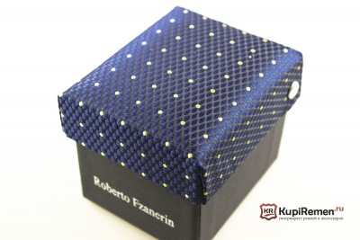 Синий узкий галстук Roberto Fzancrin с жёлтыми точками - kupiremen.ru