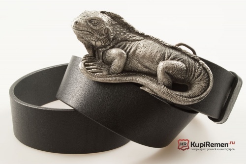Кожаный ремень с пряжкой "IGUANA (LIZARD)" (Игуана - ящерица) - kupiremen.ru