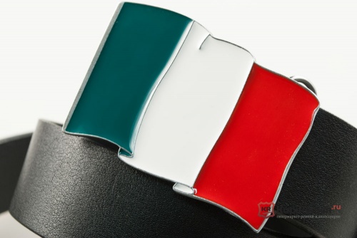 Кожаный ремень с пряжкой "FLAG - ITALIAN" (Итальянский флаг) - kupiremen.ru