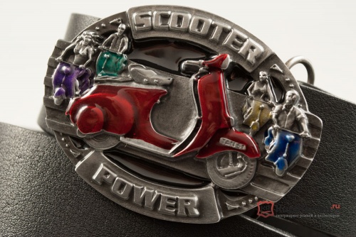 Кожаный ремень с пряжкой "SCOOTER" (Скутер) 3D - kupiremen.ru
