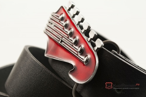 Кожаный ремень с пряжкой "LEAD GUITAR HEAD" (Голова соло-гитары) 3D - kupiremen.ru