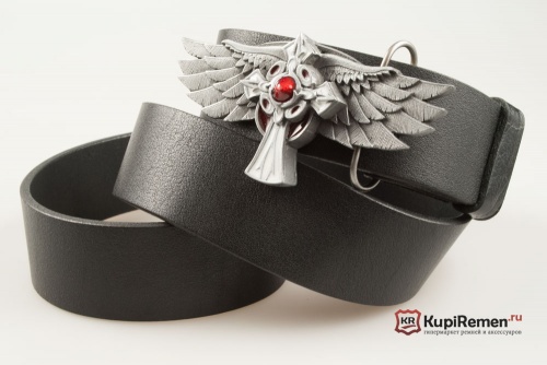 Кожаный ремень с пряжкой "Крест с крыльями" - kupiremen.ru