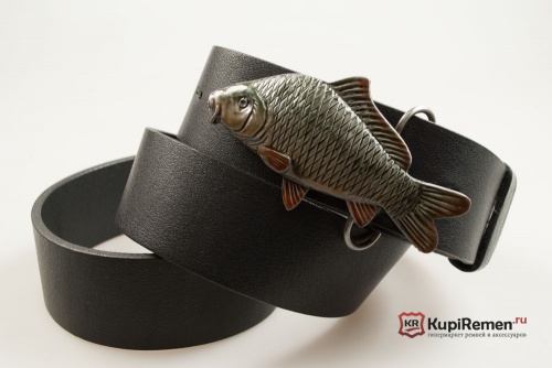 Кожаный ремень с пряжкой "CARP" (Карп) 3D - kupiremen.ru