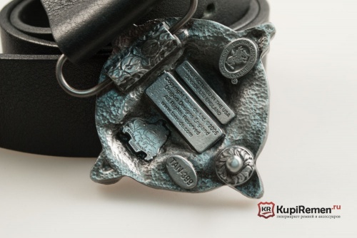 Кожаный ремень с пряжкой "Кинжал с драконом" - kupiremen.ru