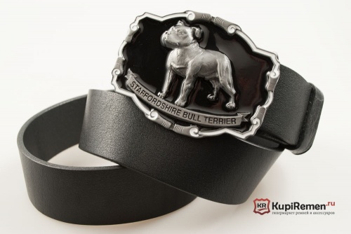 Кожаный ремень с пряжкой "STAFFORDSHIRE BULL TERRIER"  - kupiremen.ru