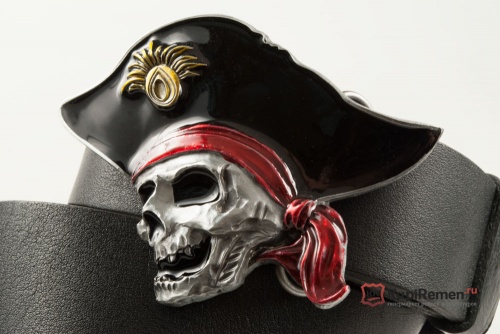 Кожаный ремень с пряжкой "PIRATE SKULL" (Череп пирата) 3D - kupiremen.ru