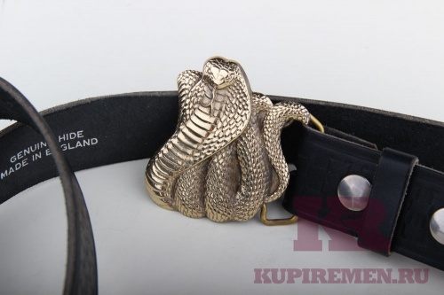 Кожаный ремень с пряжкой "COBRA" (кобра) - kupiremen.ru