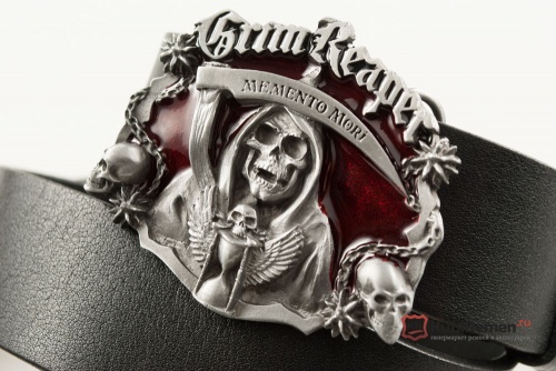 Кожаный ремень с пряжкой "GRIM REAPER" (Смерть с косой) - kupiremen.ru
