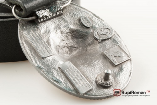 Кожаный ремень с пряжкой "Орнамент с перьями" silver - kupiremen.ru