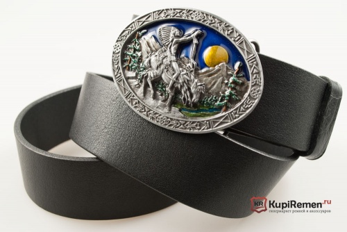 Кожаный ремень с пряжкой "Индеец на лошади" 3D - kupiremen.ru