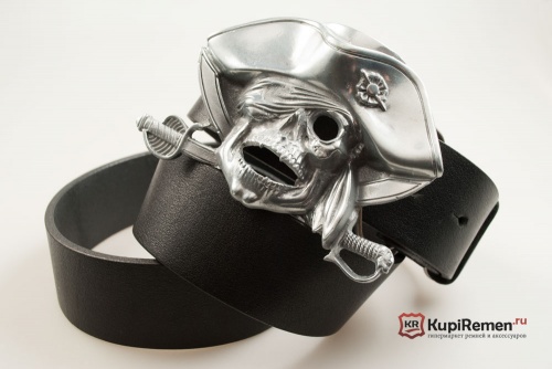 Кожаный ремень с пряжкой "PIRATE SKULL" (Пираткий череп) - kupiremen.ru